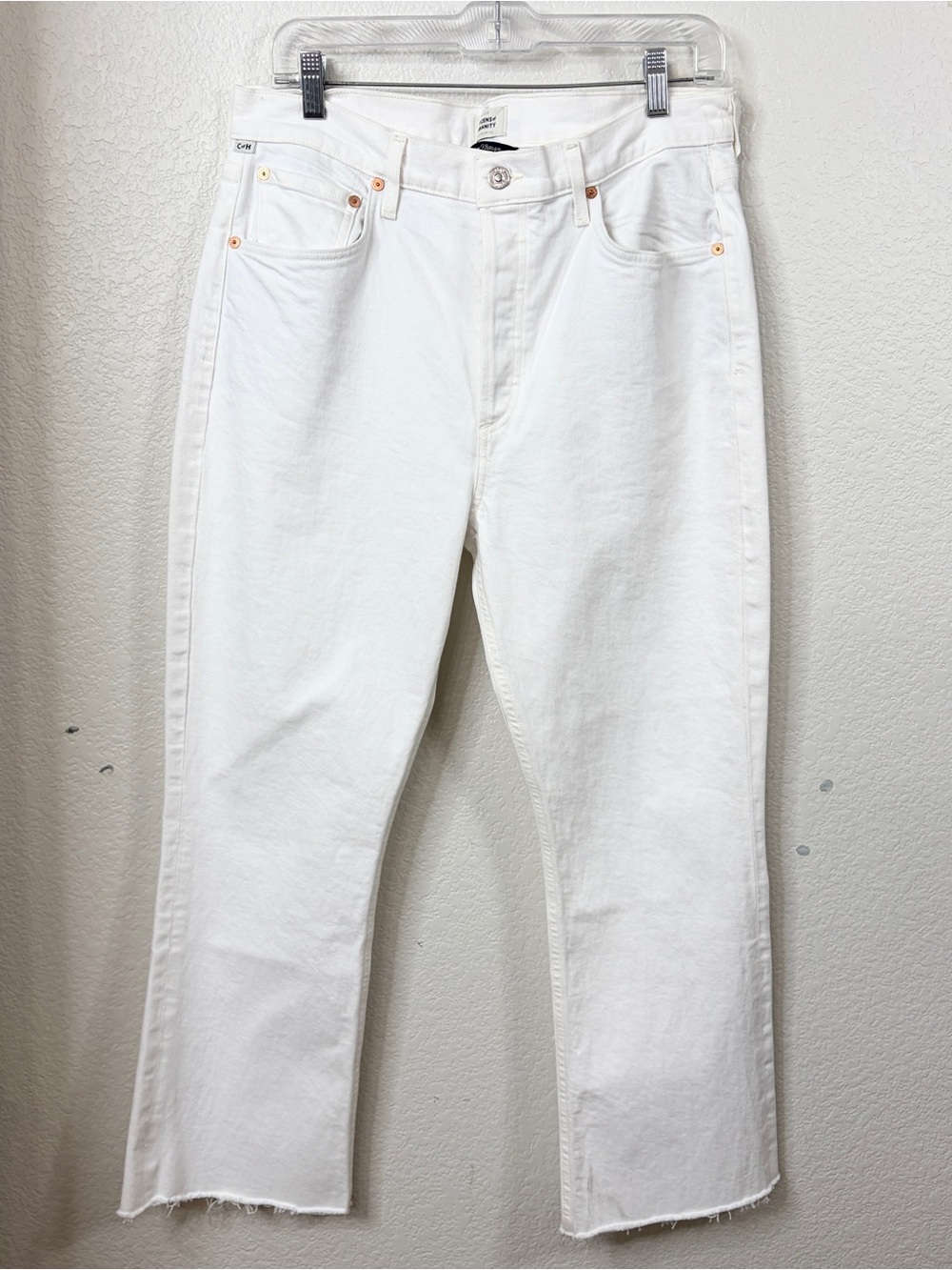 Citizens of Humanity White Cropped Straight-Leg High Rise Silver Tab Jeans 30/26